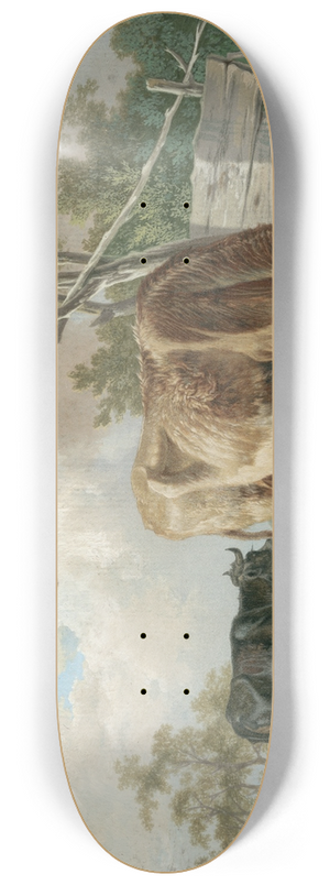 Barend Hendrik Thier - Two cows near a pond 8.25 inch art skate deck