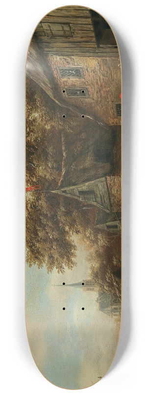 Barent Gael - Figures on a road on the outskirts of a town 8.25 inch art skate deck