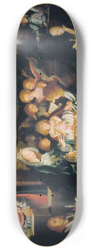 Barthel Bruyn the Elder - The Nativity with the Donors Peter von Clapis and Bela Bonenberg 8.25 inch art skate deck
