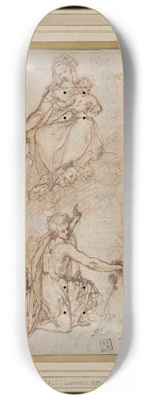 Bartolomeo Cesi - Madonna and Child with SS. Benedict, John the Baptist and Francis 8.25 inch art skate deck