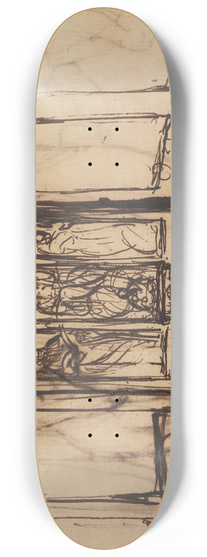 Benjamin Robert Haydon - Study of an Interior Room with Religious Images on the Wall Panels 8.25 inch art skate deck