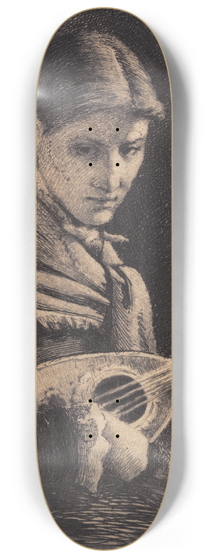 Frans Schwartz - Ung pige med mandolin 8.25 inch art skate deck