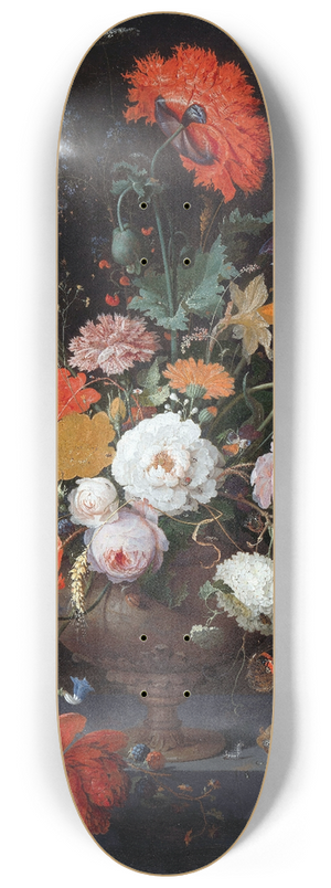 Abraham Mignon - Still Life with Flowers and a Watch 8.25 inch art skate deck