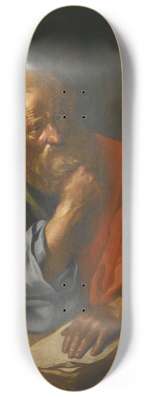 Bolognese School - An Apostle, Probably Saint Matthew, With An Angel 8.25 inch art skate deck