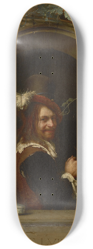 Frans van Mieris the Elder - Man with Pipe at the Window 8.25 inch art skate deck Frans van Mieris the Elder - Man with Pipe at the Window 8.25 inch art skate deck