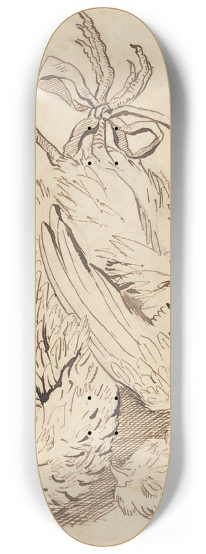 British 18th Century - Two Dead Chickens 8.25 inch art skate deck