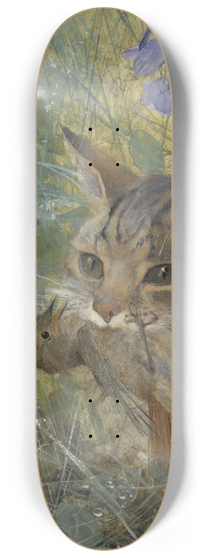 Bruno Liljefors - A Cat with a Young Bird in its Mouth 8.25 inch art skate deck