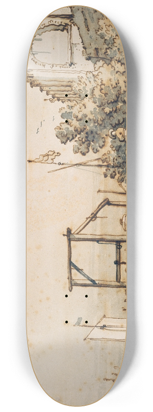 Canaletto - Capriccio with a Lock Gate by a River 8.25 inch art skate deck