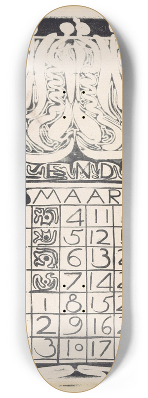 Carel Adolph Lion Cachet - Kalenderblad maart 1894 8.25 inch art skate deck