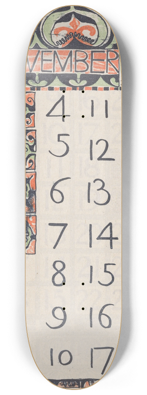 Carel Adolph Lion Cachet - Kalenderblad november 1900 8.25 inch art skate deck
