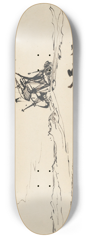 Carl August Ehrensvrd - A Storm at Sea with a Large Ship and a Small Boat with Two Figures 8.25 inch art skate deck