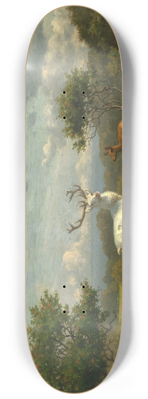 Carl Bgh - A white stag with its pack 8.25 inch art skate deck