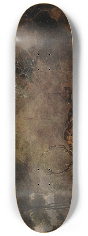 Carl Borromus Andreas Ruthart - Zwei Tiger, einen Hirsch reiend 8.25 inch art skate deck