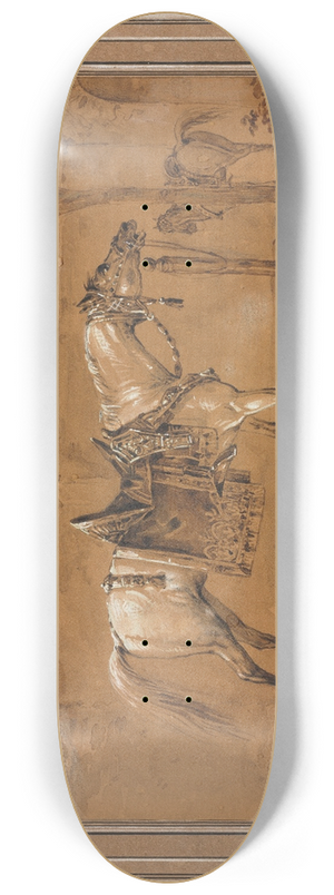 Carle Vernet - Saddled Arabian Horse in Courtyard 8.25 inch art skate deck