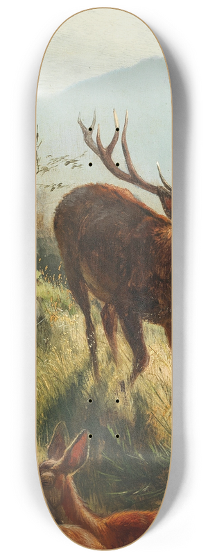 Carl Friedrich Deiker - Hirsch und Hirschkhe am Hgel 8.25 inch art skate deck