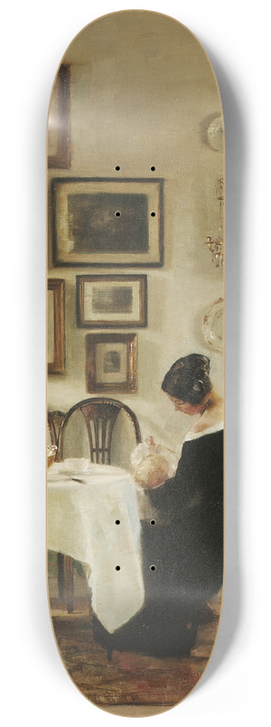 Carl Holse - Mother And Child In A Dining Room Interior 8.25 inch art skate deck