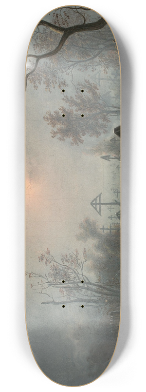 Carl Julius von Leypold - Clouds over a Russian graveyard 8.25 inch art skate deck
