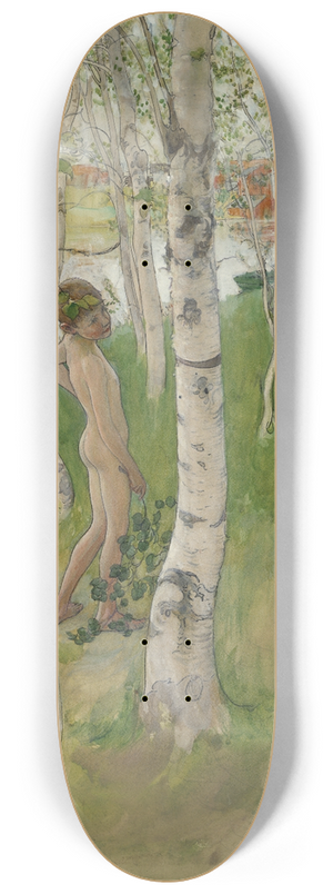 Carl Larsson - Ulf. Nude Boy among Birches 8.25 inch art skate deck