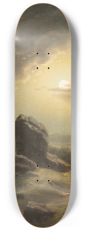 Carl Ludwig Scheins - Landscape in moonlight 8.25 inch art skate deck
