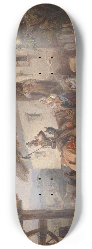 Carl Martin Ebersberg - sterreichische Ulanen vor einem Bauernhaus 8.25 inch art skate deck
