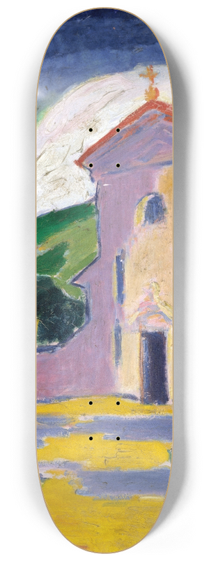 Carl Newman - Church with Cedar Tree on Left 8.25 inch art skate deck