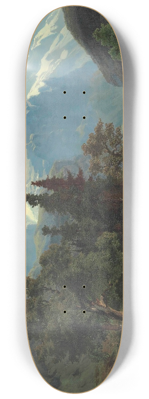 Carl Schweich - Drovers On A Bridge In An Alpine Landscape 8.25 inch art skate deck