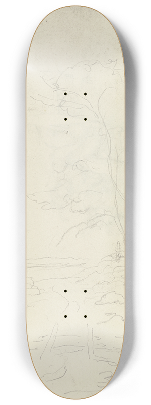 Carl Spitzweg - Landscape with two trees 8.25 inch art skate deck