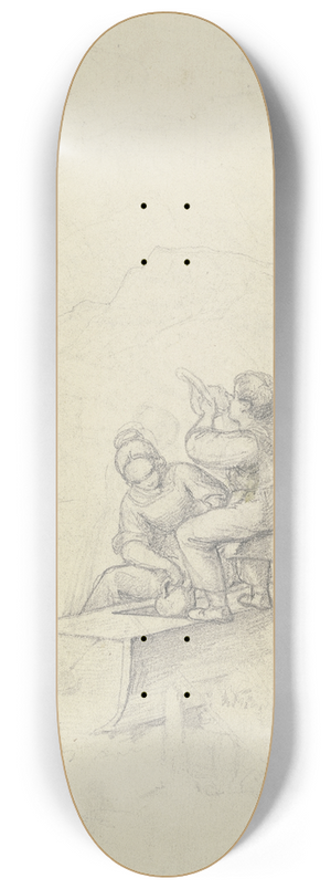 Carl Spitzweg - Mdchen und Junge am Brunnen 8.25 inch art skate deck