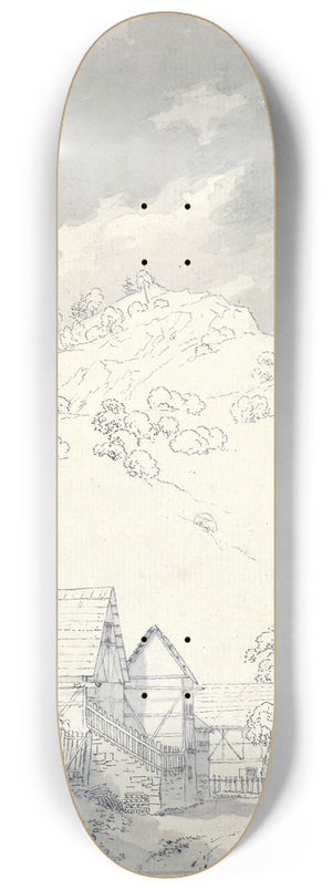 Caspar David Friedrich - Farmhouses by a Hillside 8.25 inch art skate deck