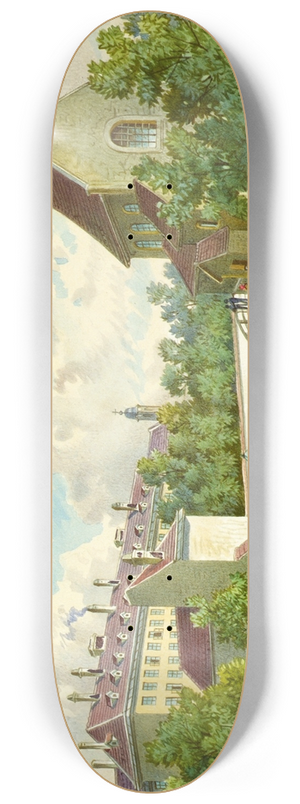 Franz Gerasch - Die Whringer Strae in Wien mit dem Versorgungshaus Zum Blauen Herrgott und der Krawoten-Kapelle 8.25 inch art skate deck