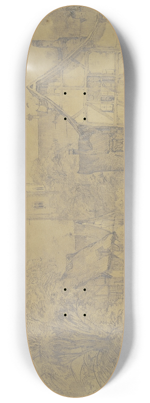 Caspar Scheuren - Dorfstrae mit Kirche und Wirtshaus 8.25 inch art skate deck