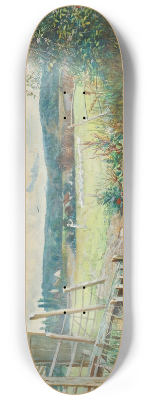 Cecil Gordon Lawson - Shepherd and his flock, in a river meadow 8.25 inch art skate deck