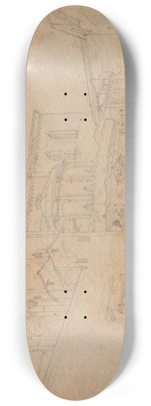 Franz Johann Heinrich Nadorp - Album with Views of Rome and Surroundings, Landscape Studies, page 26a: Roman Architectural View 8.25 inch art skate deck