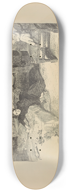Charles Dana Gibson - No respecter of a widows grief 8.25 inch art skate deck