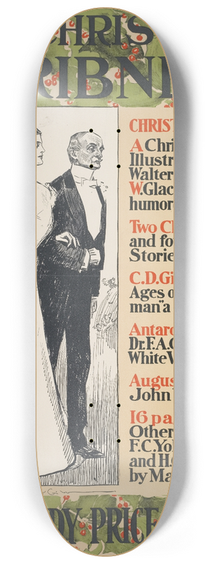 Charles Dana Gibson - The Christmas Scribners 8.25 inch art skate deck
