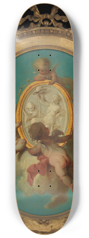 Charles Dominique Joseph Eisen - Putti with a Medallion 8.25 inch art skate deck