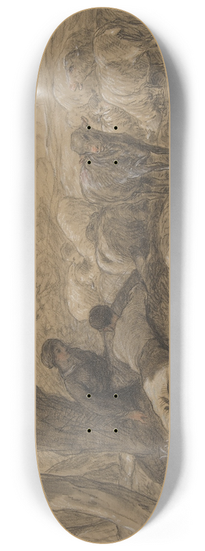 Charles Emile Jacque - Tending the Sheep 8.25 inch art skate deck