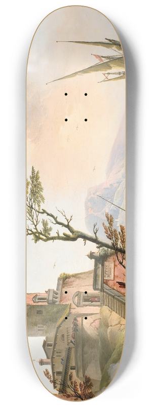 Charles-Franois Grenier De Lacroix - Mediterranean Landscape 8.25 inch art skate deck