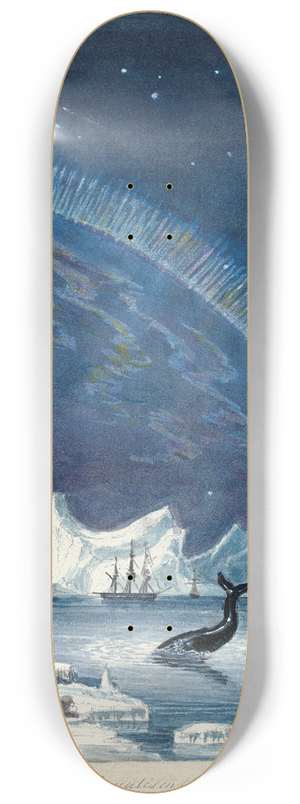 Charles Hamilton Smith - Icebergs and Aurora Borealis in the Arctic Regions 8.25 inch art skate deck