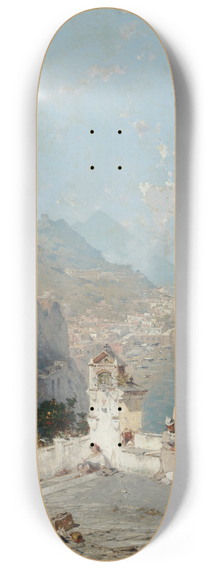 Franz Richard Unterberger - Amalfi; The Gulf of Sorrento, Figures on a Veranda 8.25 inch art skate deck Franz Richard Unterberger - Amalfi; The Gulf of Sorrento, Figures on a Veranda 8.25 inch art skate deck