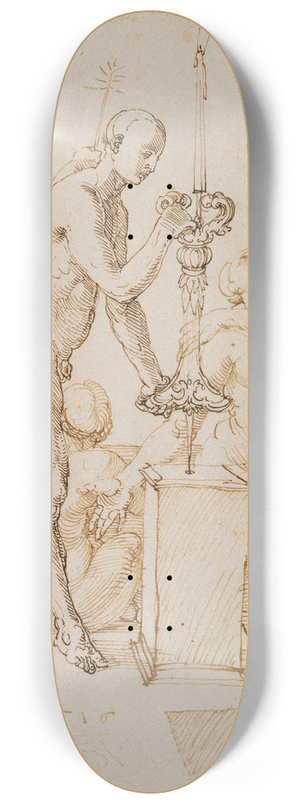 Albrecht Drer - Fnf nackte Figuren um einen brennenden Leuchter 8.25 inch art skate deck