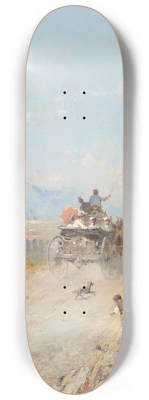 Franz Richard Unterberger - On the way to Pompeii, with Vesuvius beyond 8.25 inch art skate deck