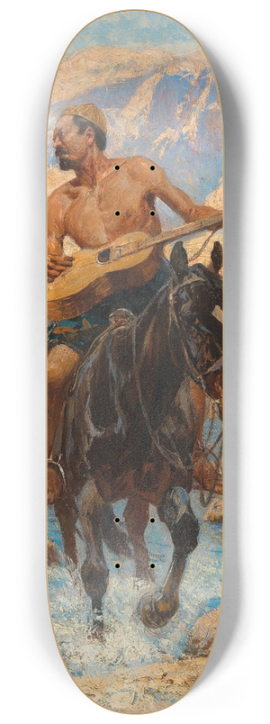 Franz Roubaud - A Rider with Guitar Crossing a Ford 8.25 inch art skate deck
