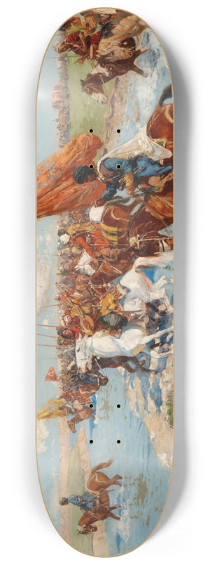 Franz Roubaud - Circassian horsemen crossing a river 8.25 inch art skate deck Franz Roubaud - Circassian horsemen crossing a river 8.25 inch art skate deck