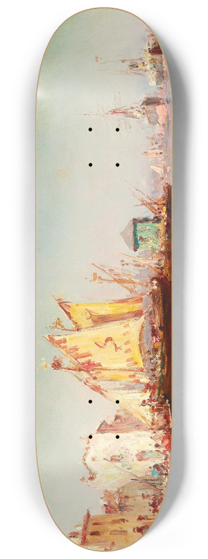 Charles Malfroy - Ships in the Harbour 8.25 inch art skate deck