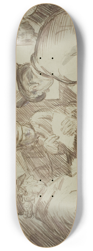 Charles Samuel Keene - A Game of Cards 8.25 inch art skate deck
