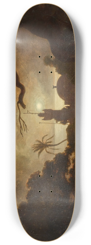 Charles Thodore Frre - Mosque in the Moonlight 8.25 inch art skate deck