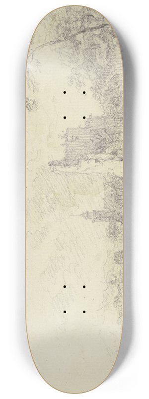 Franz Schtz - Stdtchen an einem Flu mit der Ruine eines Torturmes 8.25 inch art skate deck