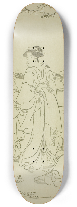 Chbunsai Eishi - Viewing Cherry Blossoms at Goten Hill II 8.25 inch art skate deck