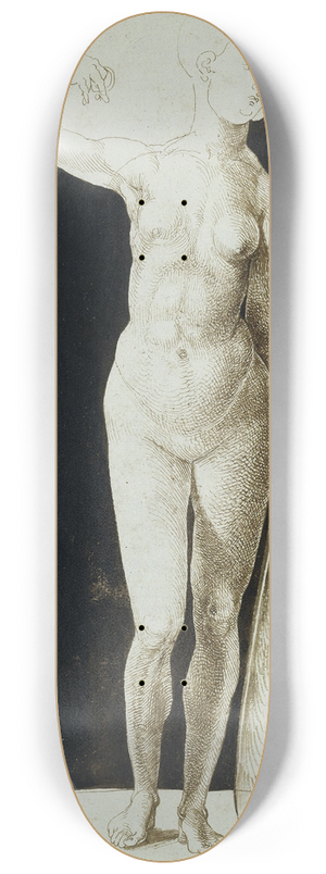 Albrecht Drer - Proportion study of female nude with a shield 8.25 inch art skate deck